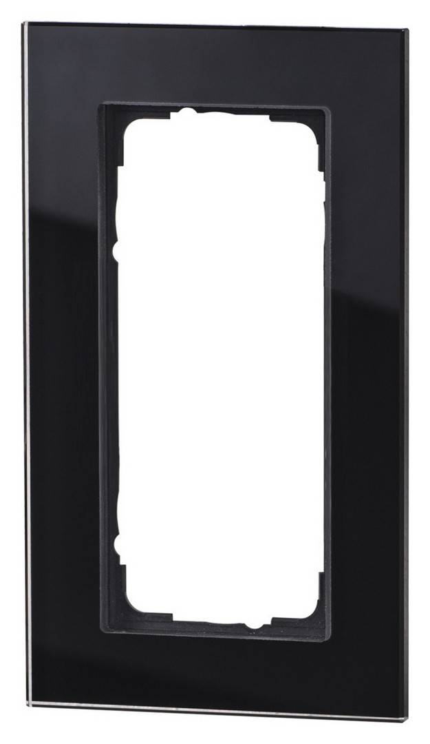 1St. Halmburger 3513 GS-552/o (sw) Design Glasrahmen 2-fach ohne Zwischensteg schwarz Einsätze 55x55 mm Echtglas