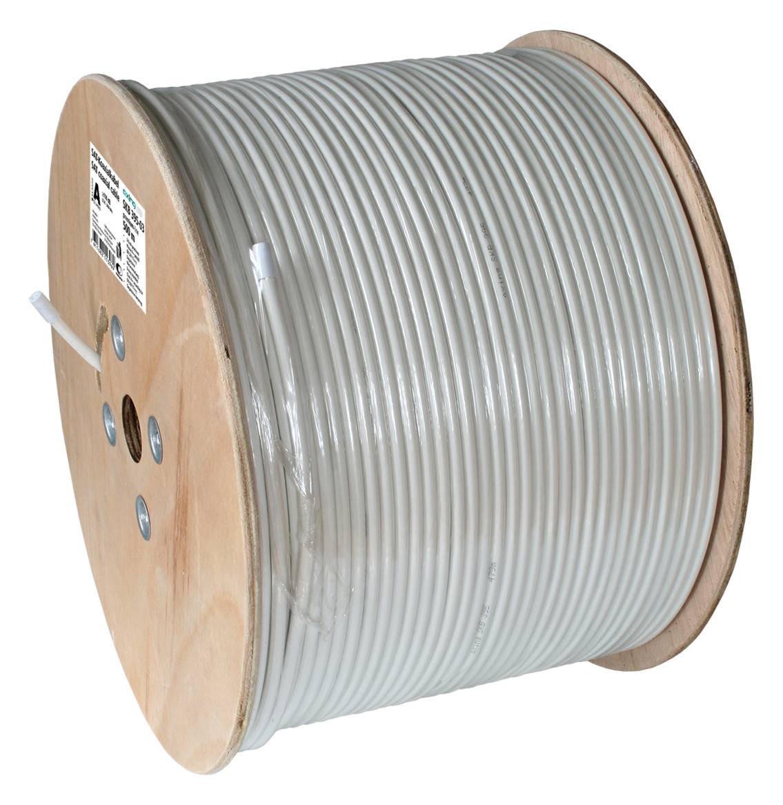 500m AXING Koaxialkabel 500m Tr. SKB 395-03 Kl.A+ 10dB Eca 4,6mm PVC weiß