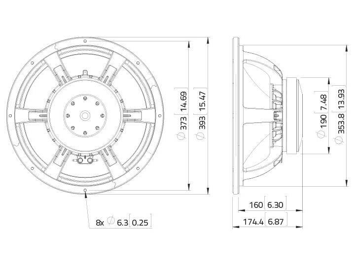 LAVOCE WAF153.00 15 Zoll Woofer, Ferrit, Alukorb