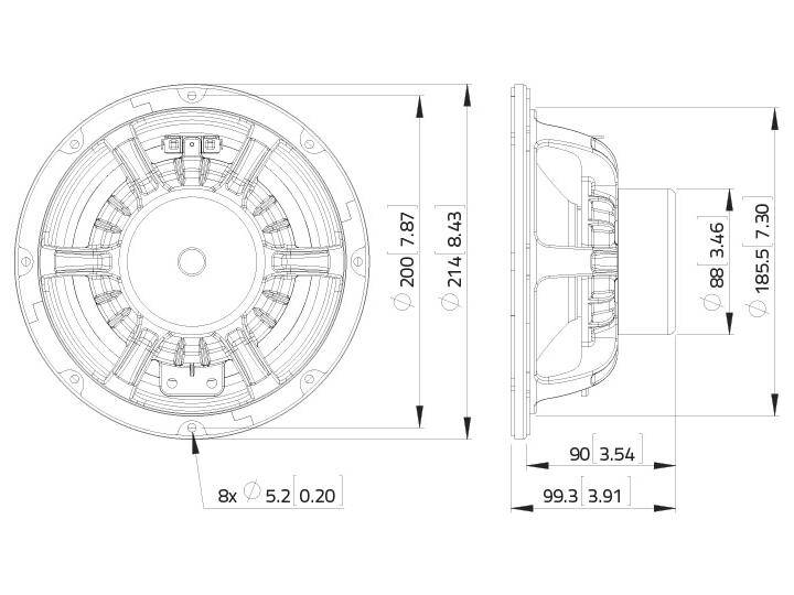 LAVOCE WAN082.50 8 Zoll Woofer, Neodym, Alukorb