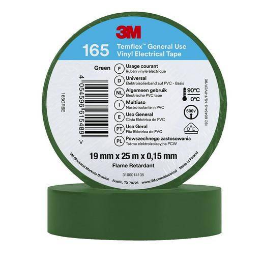 10St. 3M Temflex 19mmxGrün 165GR6E Vinyl-Isolierband 0,15mm 7100184813