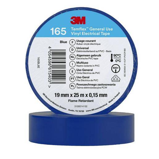 10St. 3M Temflex 19mmxBlau 165BL6E Vinyl-Isolierband 0,15mm 7100184811