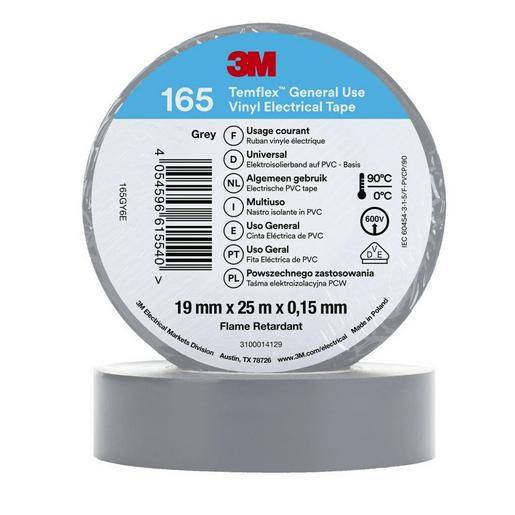 10St. 3M Temflex 19mmxGrau 165GY6E Vinyl-Isolierband 0,15mm 7100184814