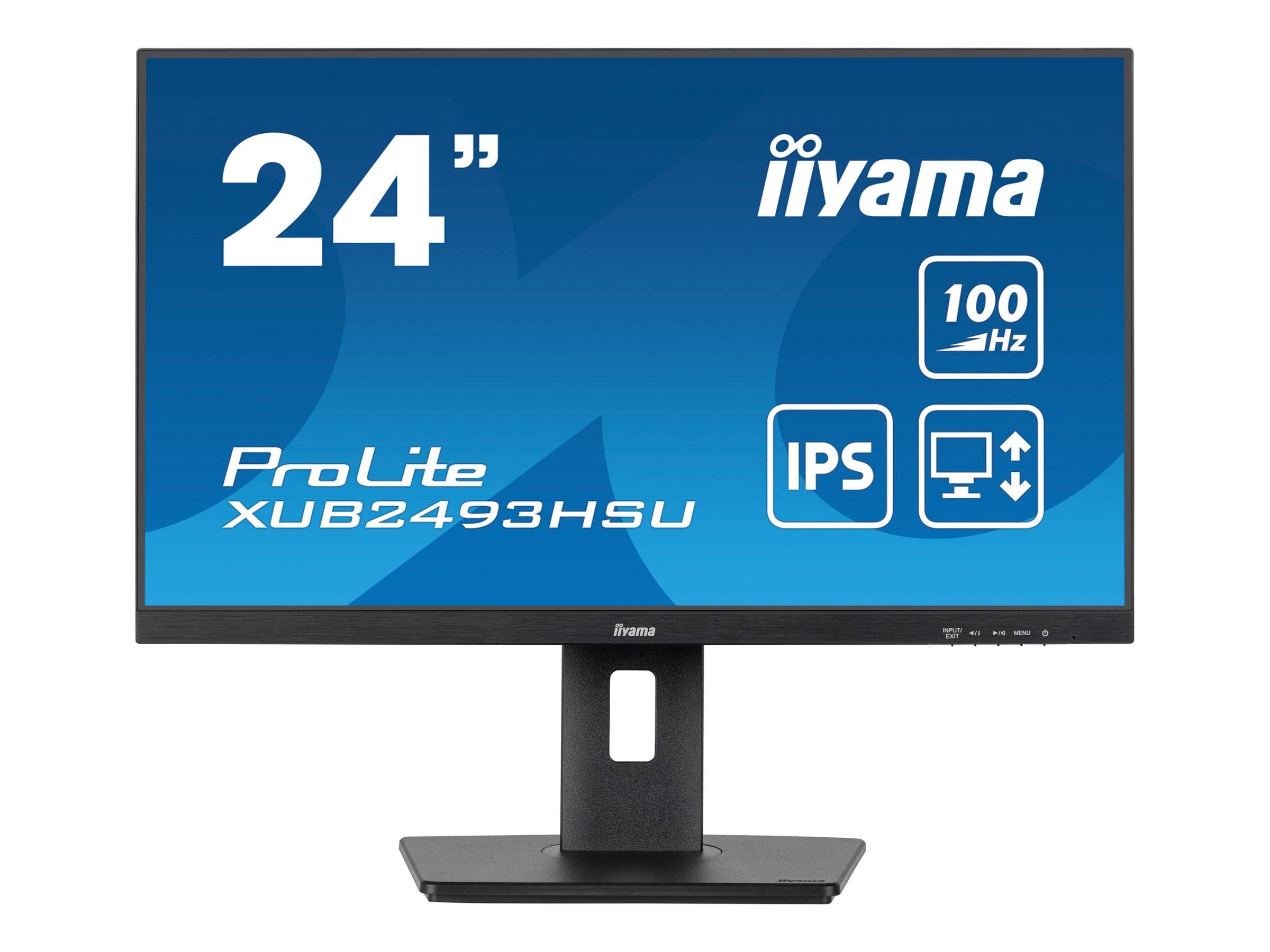 61cm/24 (1920x1080) iiyama ProLite XUB2493HSU-B7 16:9 FHD IPS 1ms 100Hz HDMI DP Speaker Pivot Black