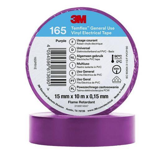 10St. 3M Temflex 15mmxViolett 165PR1E Vinyl-Isolierband 0,15mm 7100184729