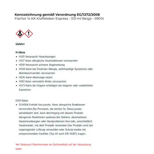 Fischer 1x KK Kraftkleber Express - 310 ml Beige - 59014 Fischer 1x KK Kraftkleber Express - 310 ml Beige - 59014