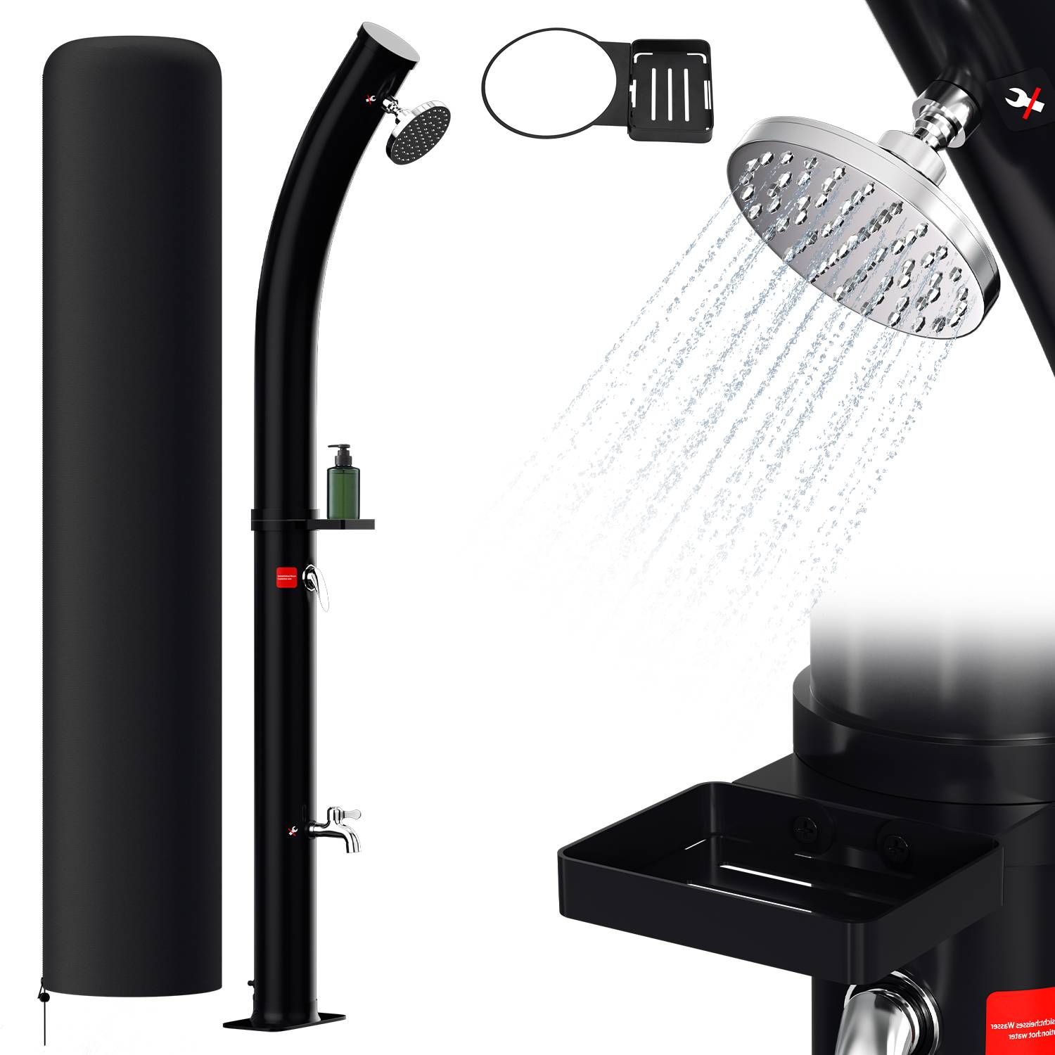 Solardusche Gartenduschen Pooldusche Außendusche Solar Dusche gebogen mit Schutzhülle 20L