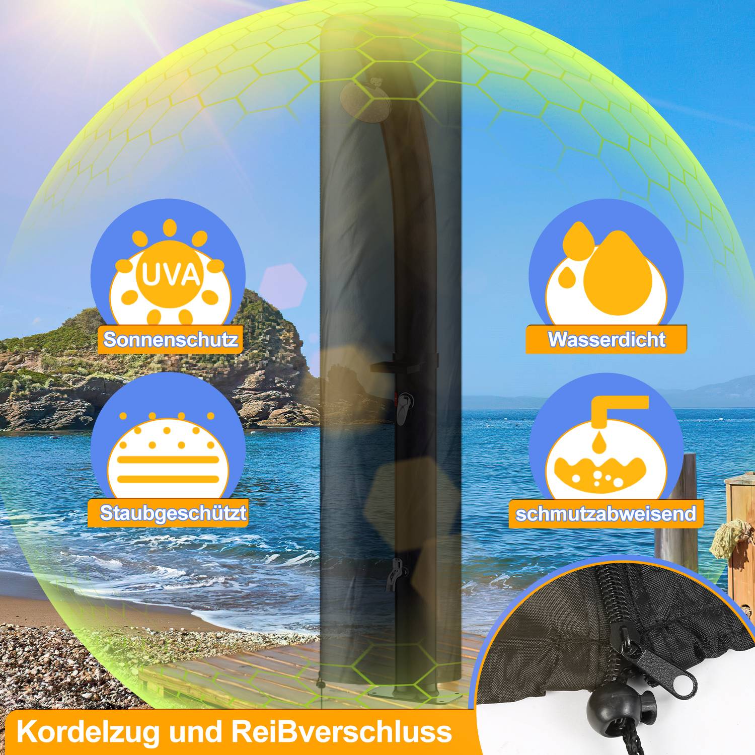 20L Solardusche bis 60°C Gartenduschen Pooldusche Außendusche Solar Dusche gebogen mit Schutzhülle