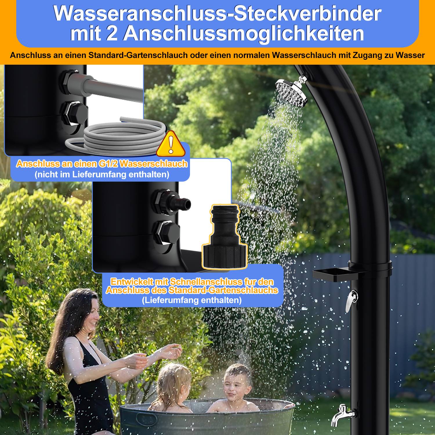 Solardusche 35L Gartenduschen Pooldusche Außendusche Solar Dusche gebogen mit Schutzhülle