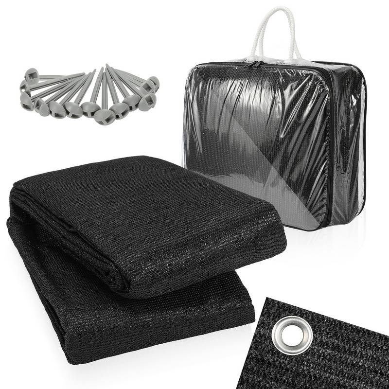Zeltteppich 200X200cm Vorzeltteppich Campingteppich Outdoor Teppich Vorzeltboden Zeltunterlage Zeltboden für Zelt Wohnmobil Schwarz