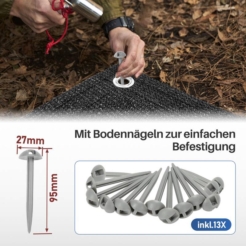 Zeltteppich 300X500cm Vorzeltteppich Campingteppich Outdoor Teppich Vorzeltboden Zeltunterlage Zeltboden für Zelt Wohnmobil Schwarz