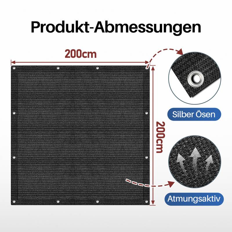 Zeltteppich 200X200cm Vorzeltteppich Campingteppich Outdoor Teppich Vorzeltboden Zeltunterlage Zeltboden für Zelt Wohnmobil Schwarz