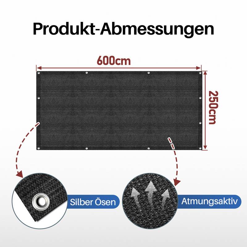 Zeltteppich 250X600cm Vorzeltteppich Campingteppich Outdoor Teppich Vorzeltboden Zeltunterlage Zeltboden für Zelt Wohnmobil Schwarz