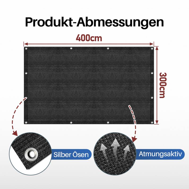 Zeltteppich 300X400cm Vorzeltteppich Campingteppich Outdoor Teppich Vorzeltboden Zeltunterlage Zeltboden für Zelt Wohnmobil Schwarz