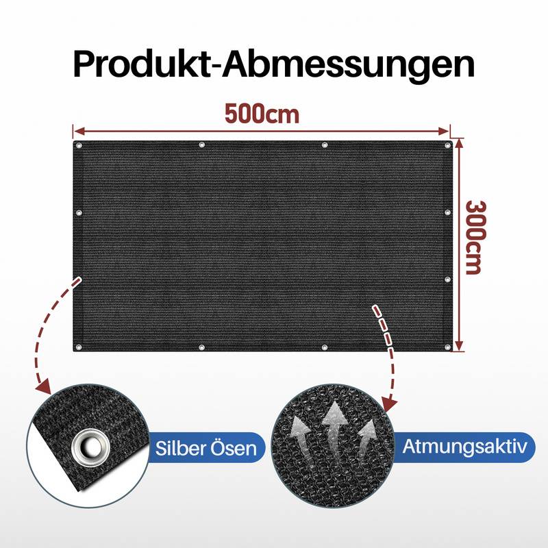 Zeltteppich 300X500cm Vorzeltteppich Campingteppich Outdoor Teppich Vorzeltboden Zeltunterlage Zeltboden für Zelt Wohnmobil Schwarz