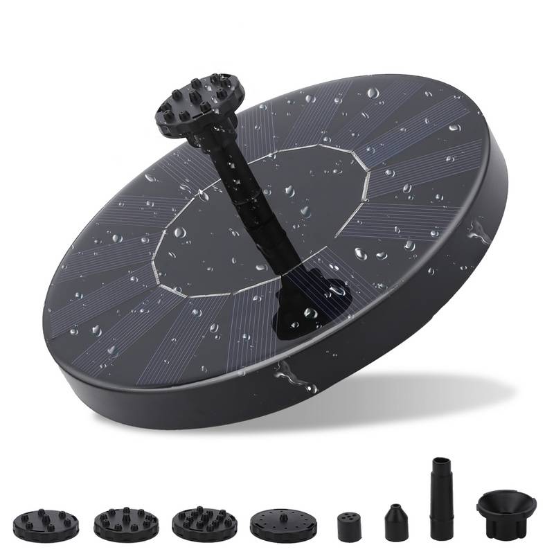 SolarPumpe solar springbrunnen 1.5W 6 verschiedenen Spray Köpfe Teichpumpe Brunnen Wasserpumpe Teichpumpe Fontäne 190L/H