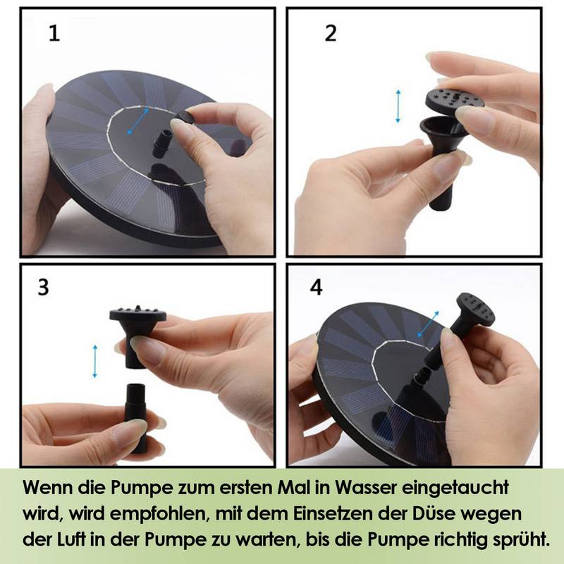 SolarPumpe solar springbrunnen 1.5W 6 verschiedenen Spray Köpfe Teichpumpe Brunnen Wasserpumpe Teichpumpe Fontäne 190L/H