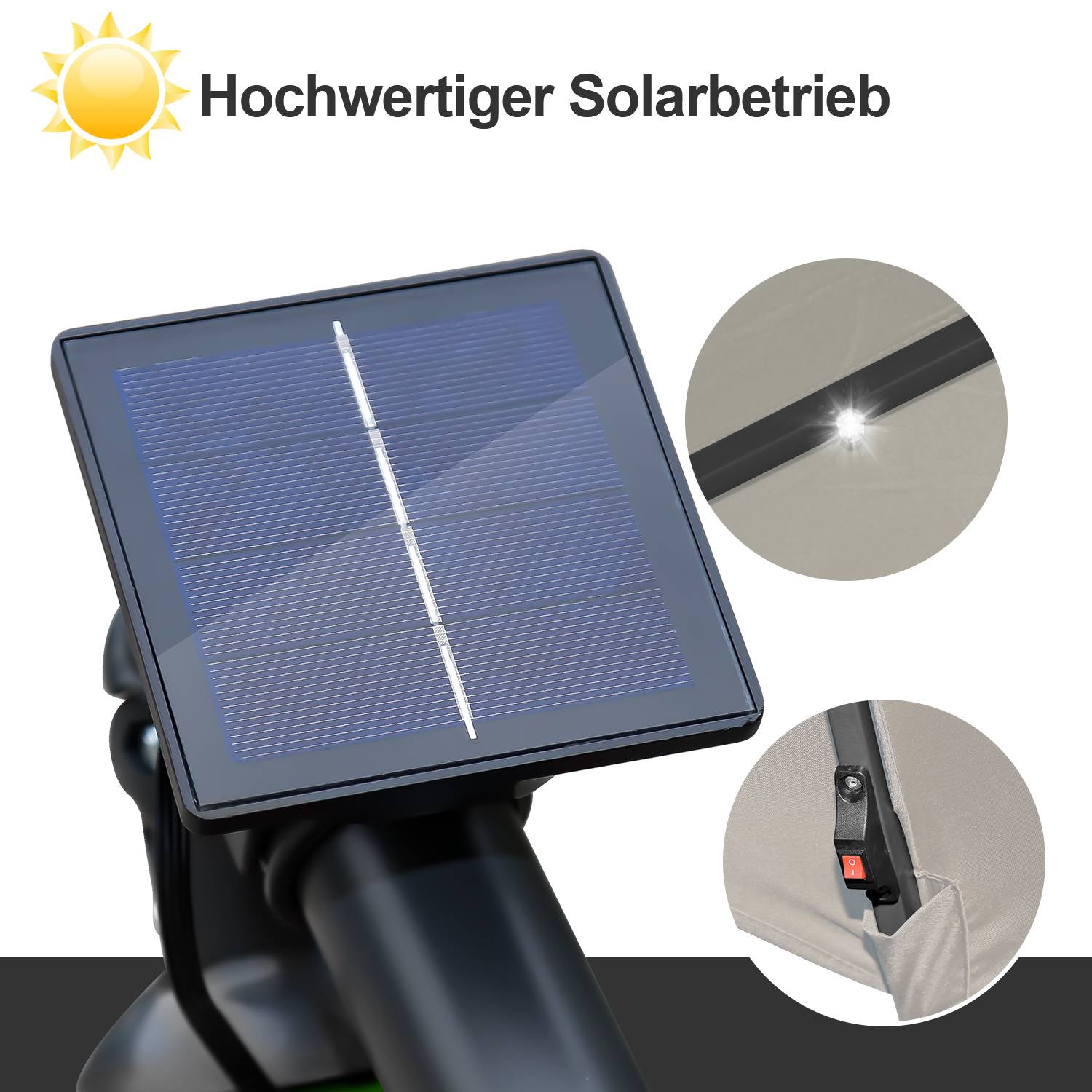 Sonnenschirm mit LED Beleuchtung Ø300cm Ampelschirm 360° drehbare Garten Schirm Pavillon Beige
