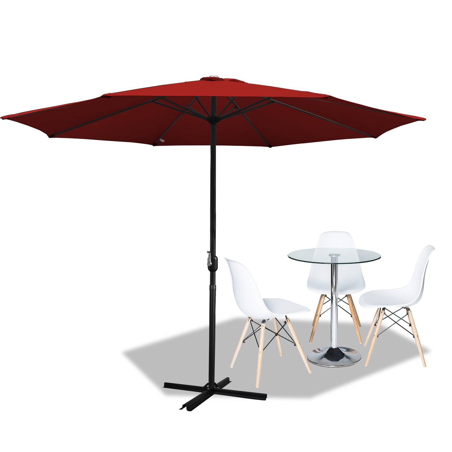 Sonnenschirm Ampelschirm 350 cm mit UV-Schutz, Kurbel- Rot Gartenschirm Marktschirm Strandschirm