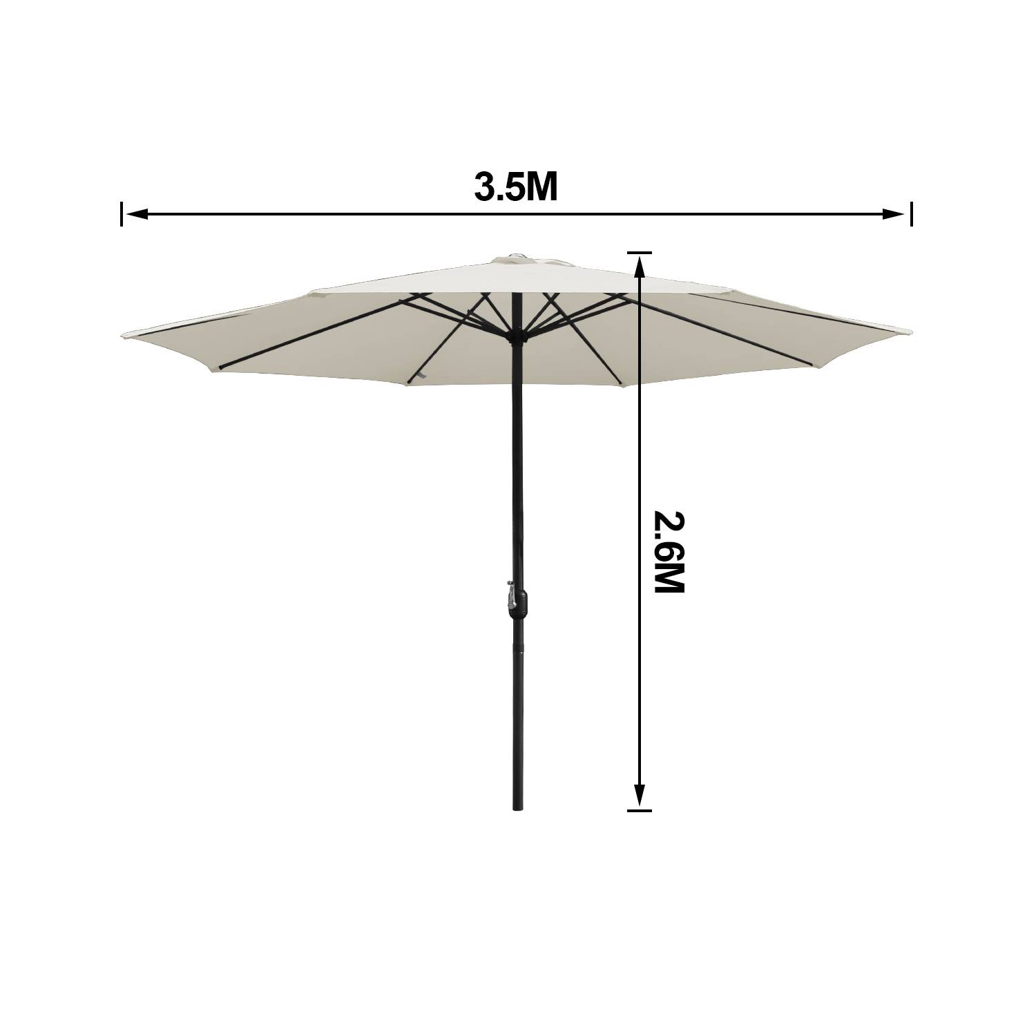 Sonnenschirm Ampelschirm 350 cm mit LED Solar, UV-Schutz, Kurbel - Beige - Gartenschirm Marktschirm Kurbelschirm