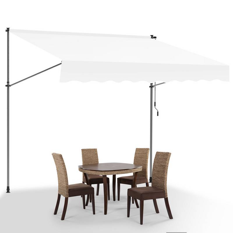 Klemmmarkise 300x120cm Markise Höhenverstellbare Balkonmarkise mit Handkurbel Sonnenschutz ohne Bohren für Terrasse und Balkon Creme