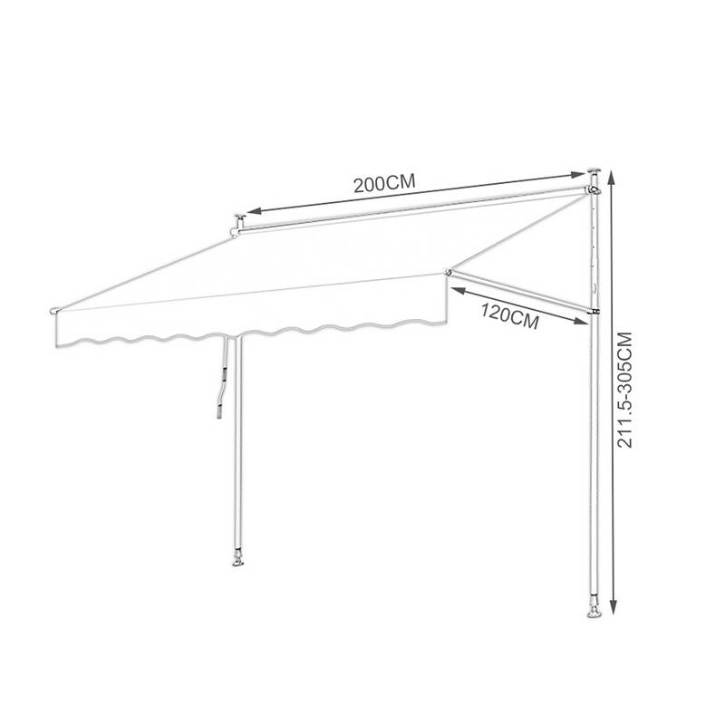 Klemmmarkise 200x120cm Markise Höhenverstellbare Balkonmarkise mit Handkurbel Sonnenschutz ohne Bohren für Terrasse und Balkon Blau Weiß
