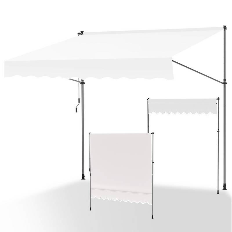 Klemmmarkise 200x120cm Markise Höhenverstellbare Balkonmarkise mit Handkurbel Sonnenschutz ohne Bohren für Terrasse und Balkon Creme