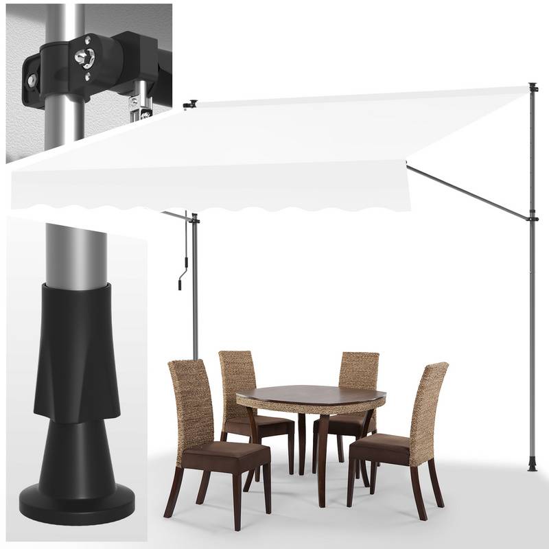 Klemmmarkise 250x120cm Markise Höhenverstellbare Balkonmarkise mit Handkurbel Sonnenschutz ohne Bohren für Terrasse und Balkon Creme