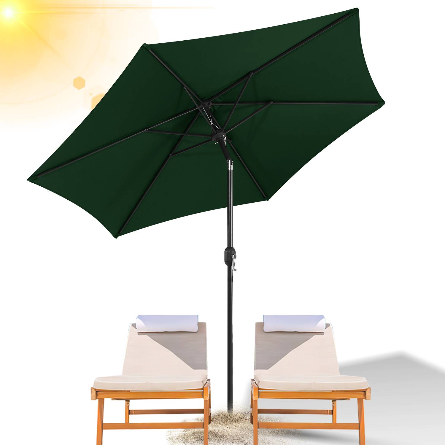 Sonnenschirm Rund,Kurbel Knickbar Eisen Balkonschirm Marktschirm,neigbar,270cm,Grün