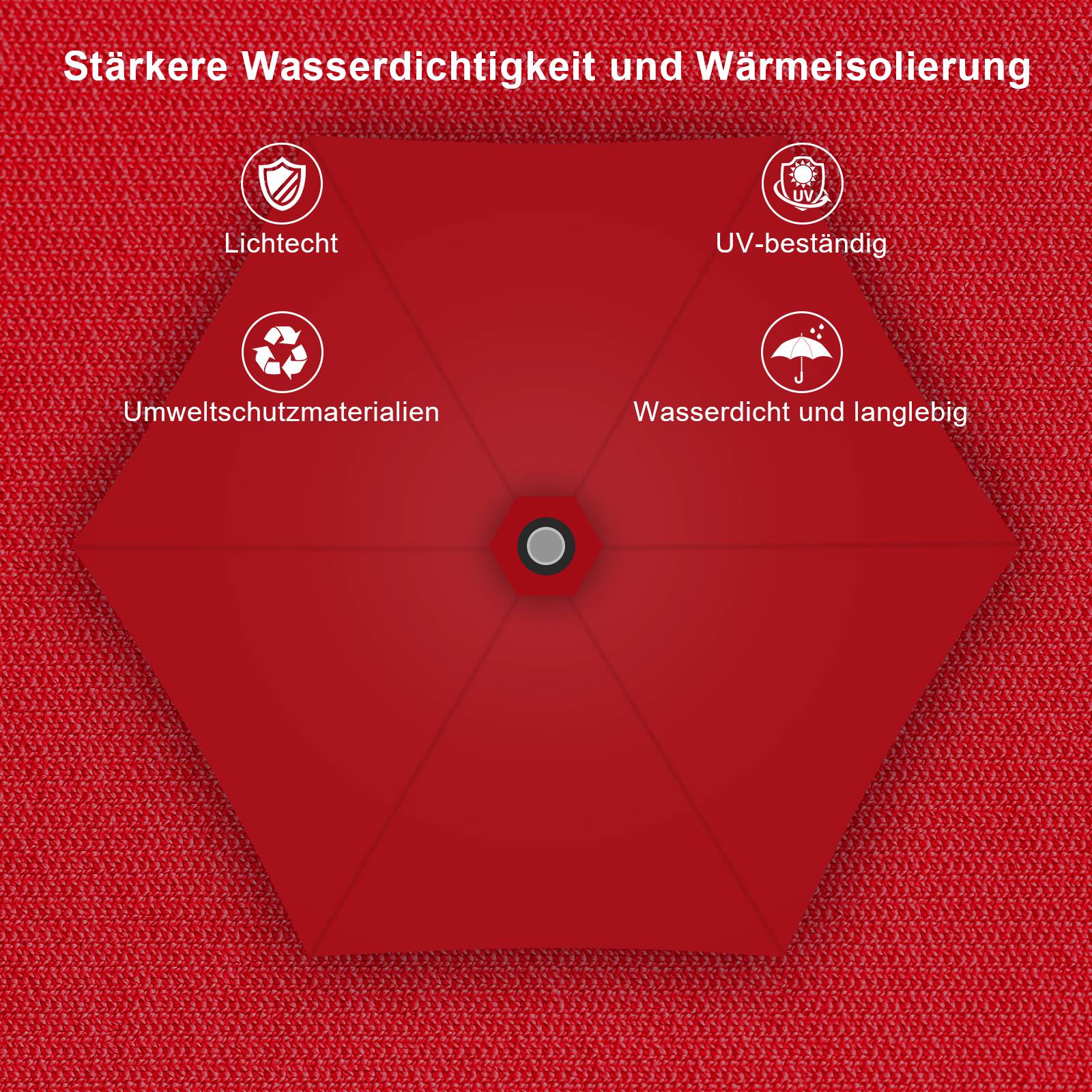 Sonnenschirm Rund,Kurbel Knickbar Eisen Balkonschirm Marktschirm,neigbar,270cm,Rot