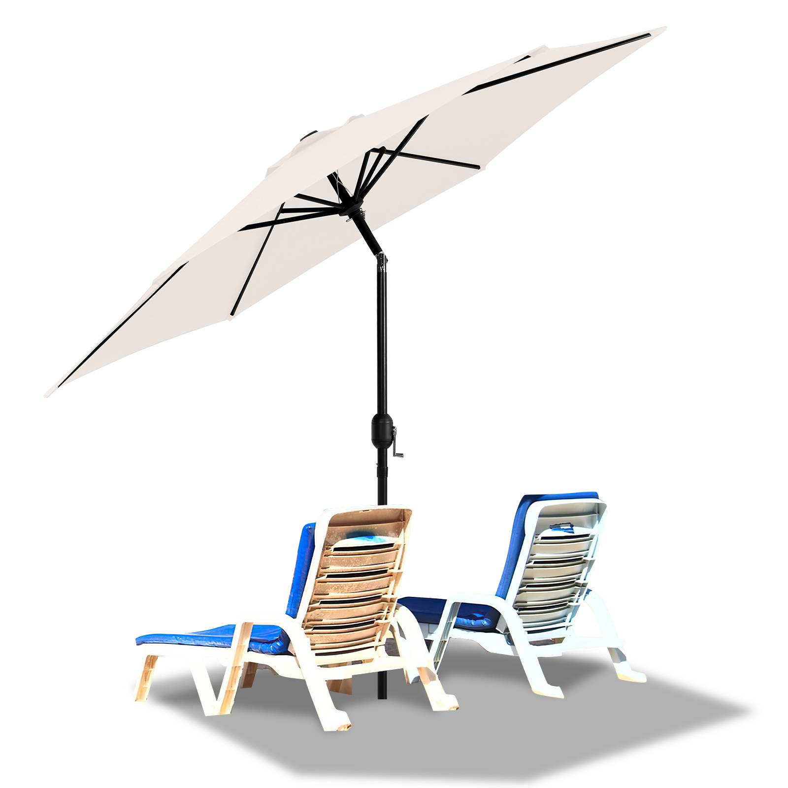 Sonnenschirm Rund,Kurbel Knickbar Eisen Balkonschirm Marktschirm,neigbar,270cm,Beige