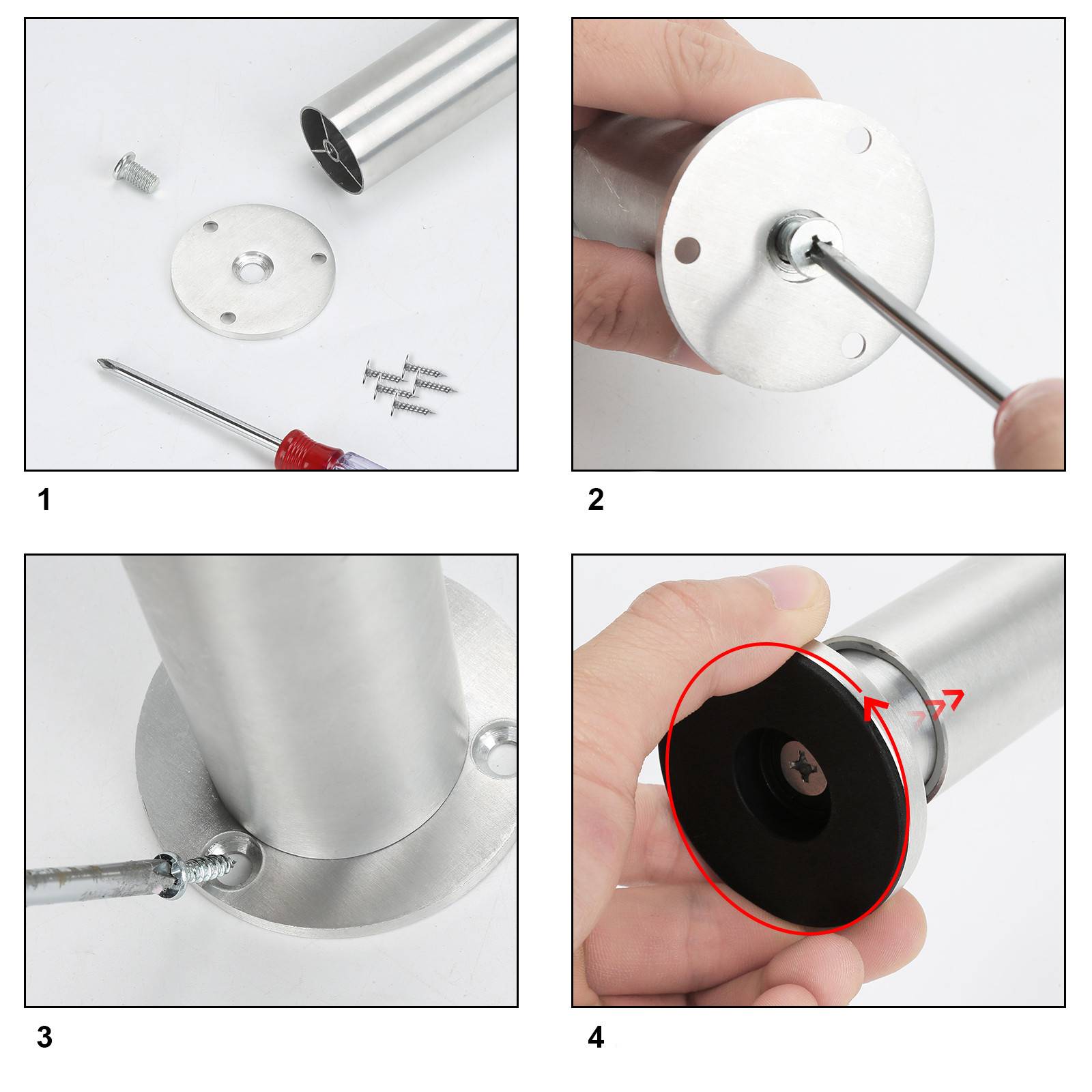 4er Set Möbelfüße Tischbeine Sockelfuß Tischfuß Möbel Aluminiumlegierung，Höhe:100 mm