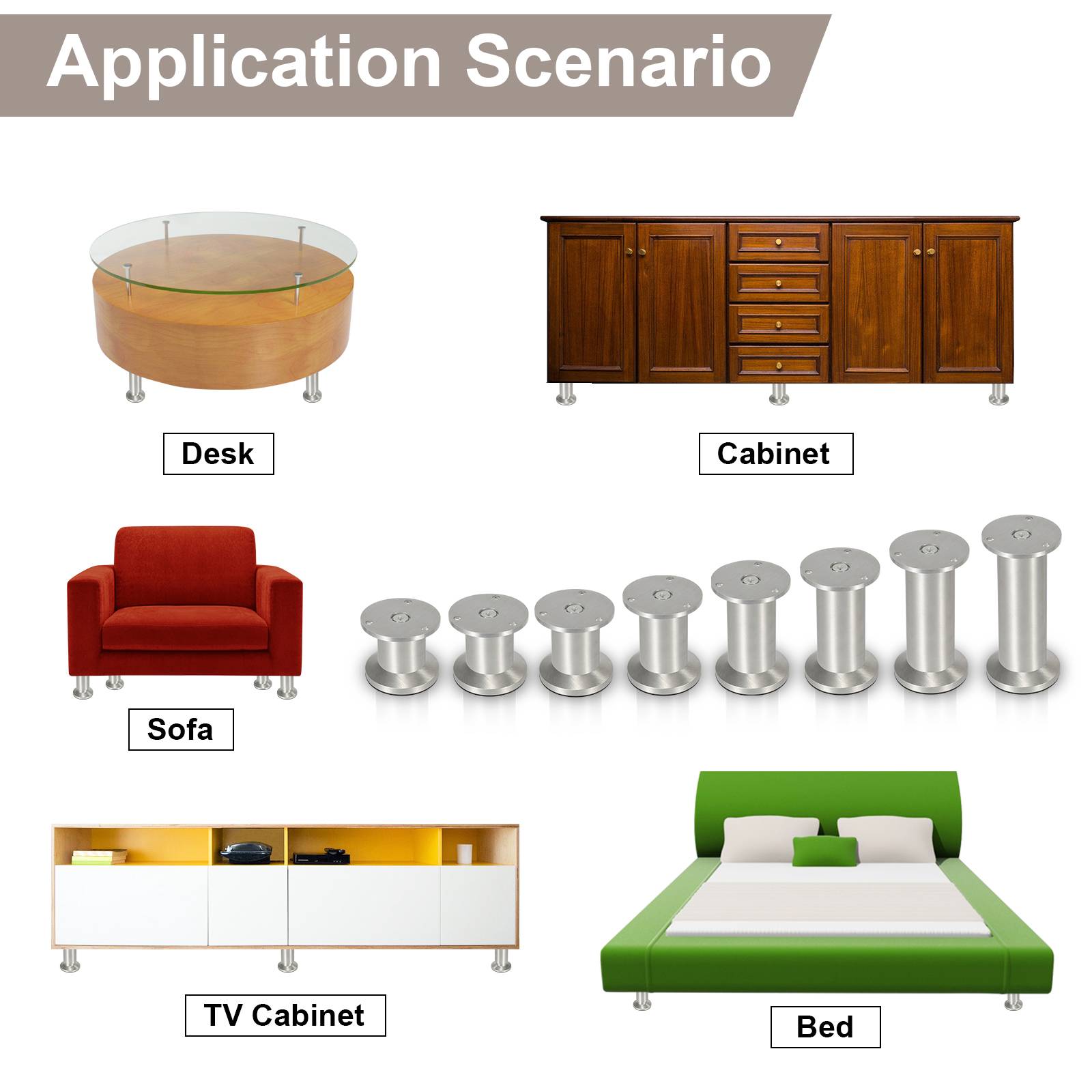 4er Set Möbelfüße Tischbeine Sockelfuß Tischfuß Möbel Aluminiumlegierung，Höhe:200 mm