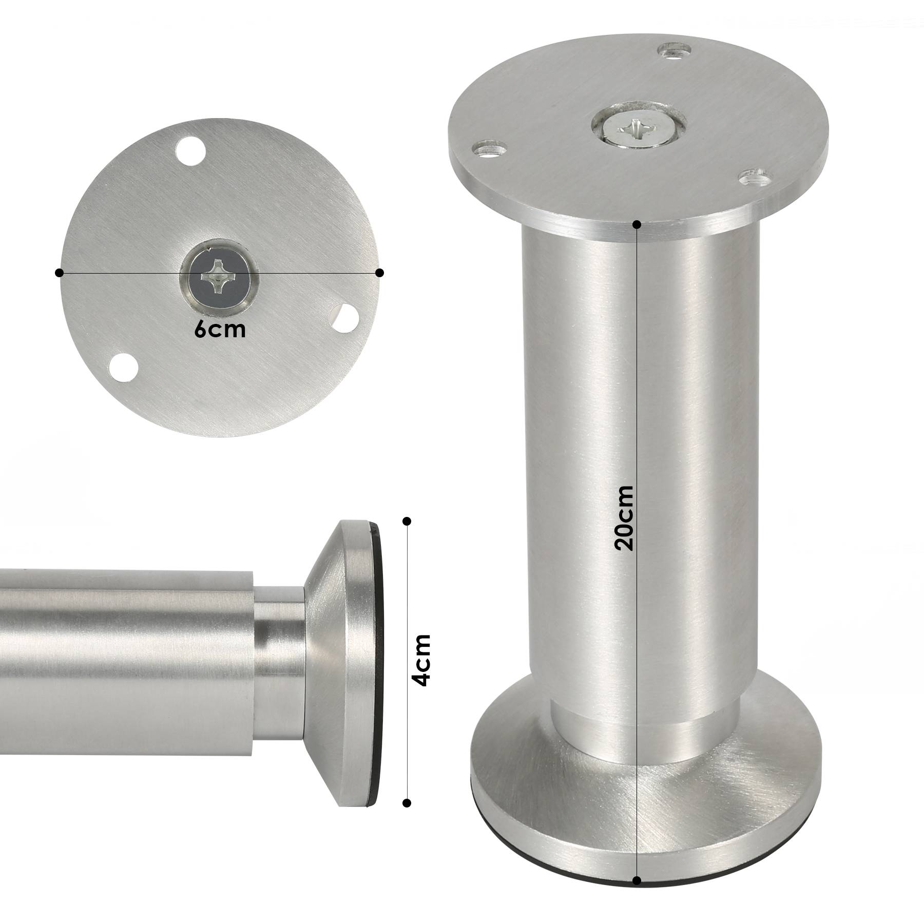 4er Set Möbelfüße Tischbeine Sockelfuß Tischfuß Möbel Aluminiumlegierung，Höhe:200 mm