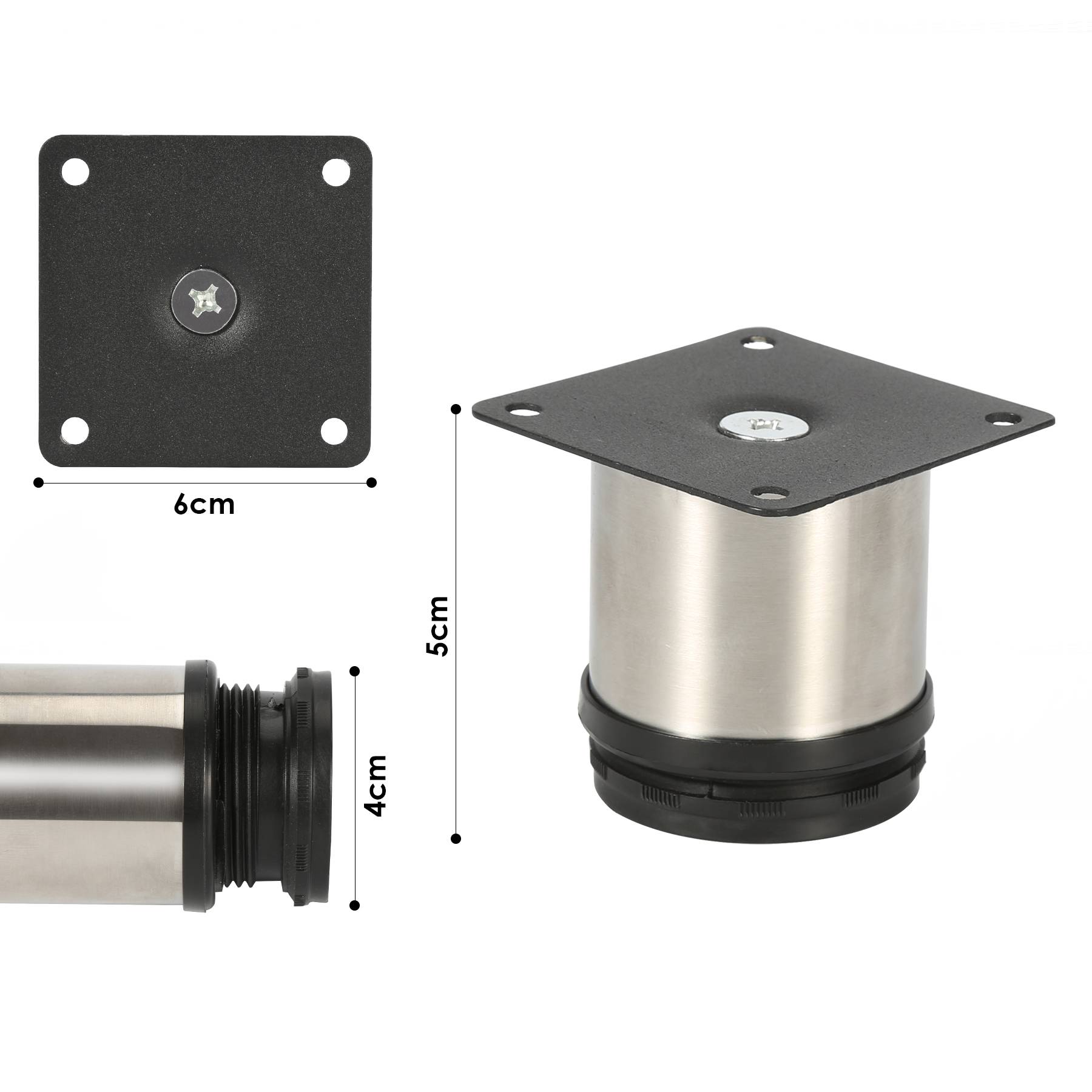 4er Set Möbelfüße Tischbeine Sockelfuß Tischfuß Möbel Edelstahl，Höhe:50 mm