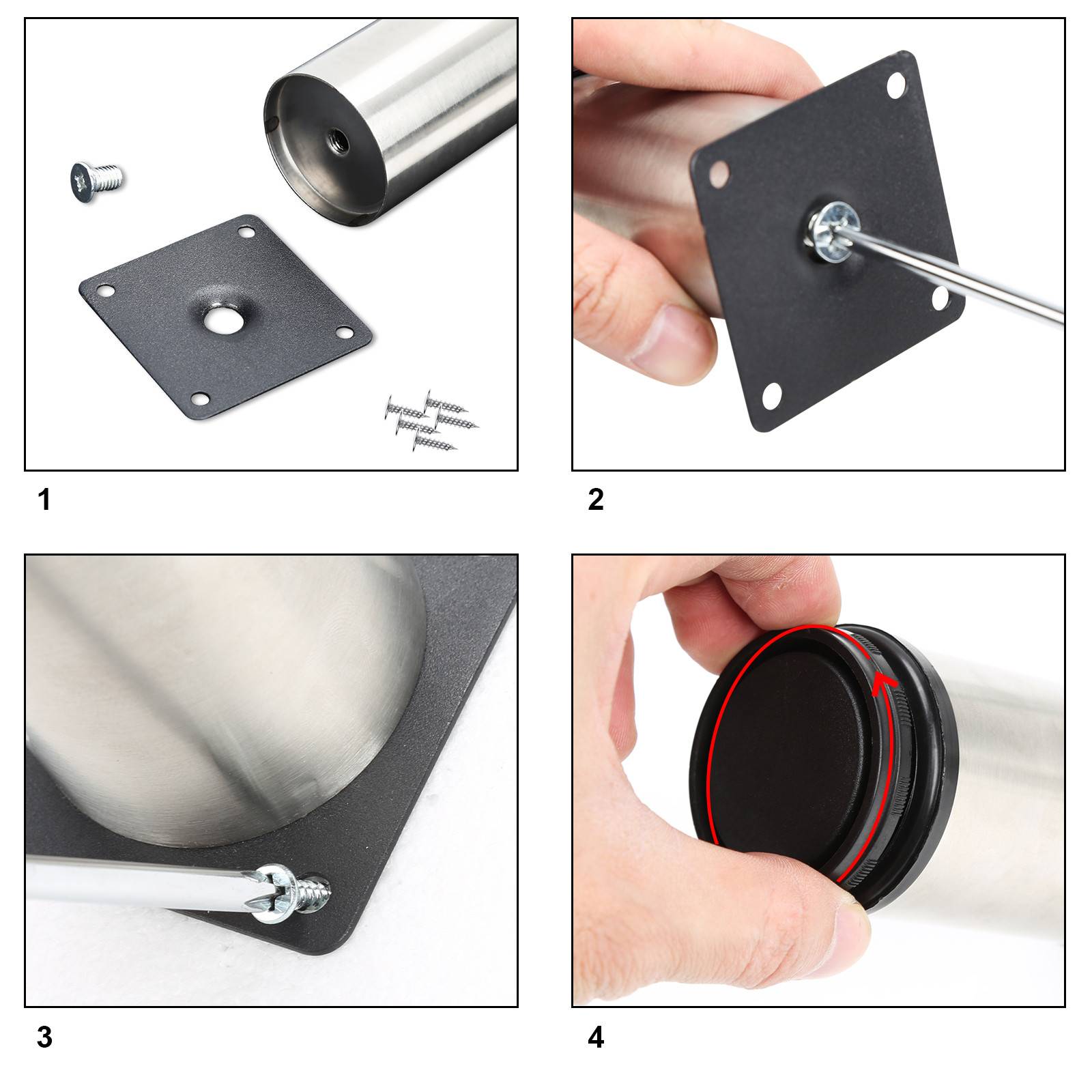 4er Set Möbelfüße Tischbeine Sockelfuß Tischfuß Möbel Edelstahl，Höhe:50 mm