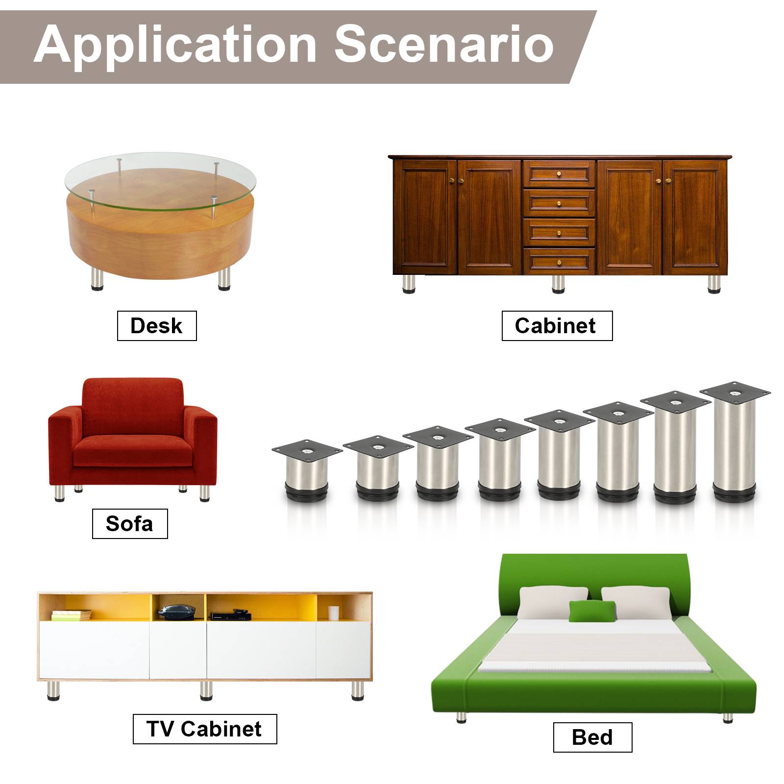 12er Set Möbelfüße Tischbeine Sockelfuß Tischfuß Möbel Edelstahl，Höhe:120 mm