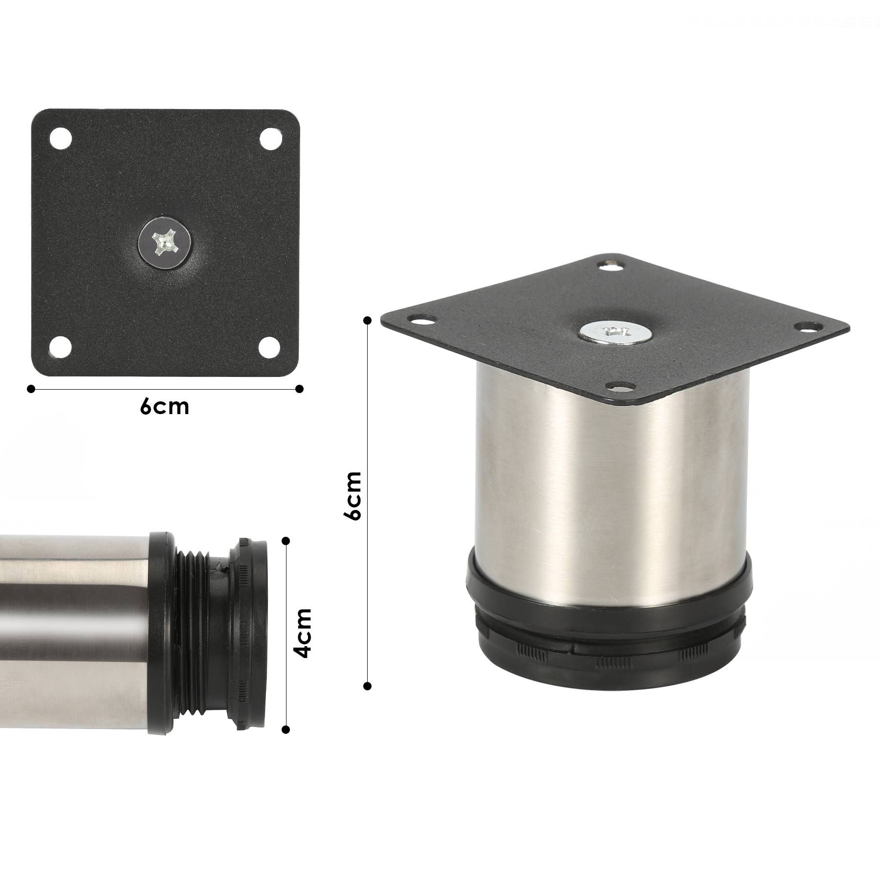 12er Set Möbelfüße Tischbein Set Sofafüße Möbelbeine Bettstützen Sofafüße Schrankfuß Möbelbeine Edelstahl 60mm