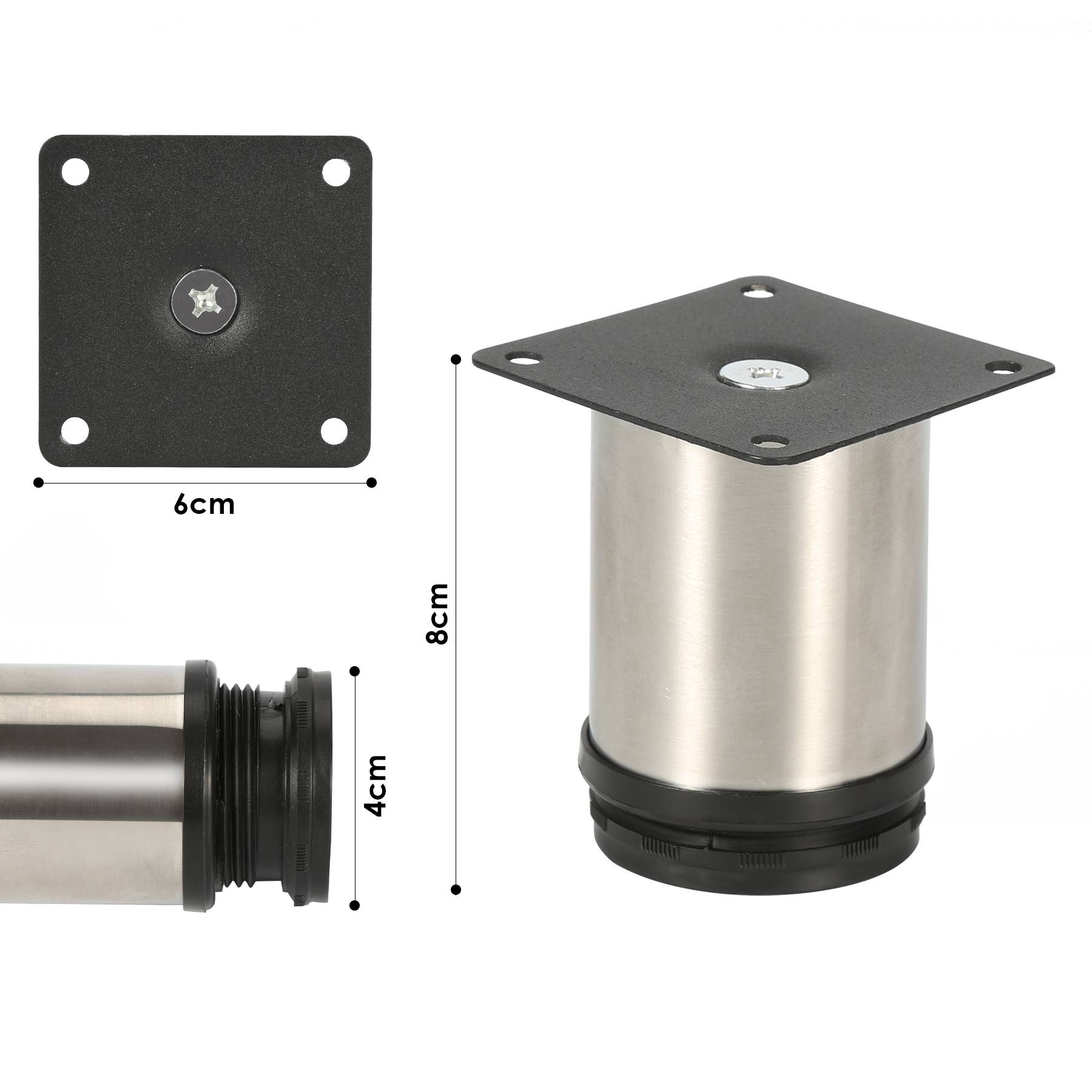 4er Set Möbelfüße Tischbein Set Sofafüße Möbelbeine Bettstützen Sofafüße Schrankfuß Möbelbeine Edelstahl 80mm