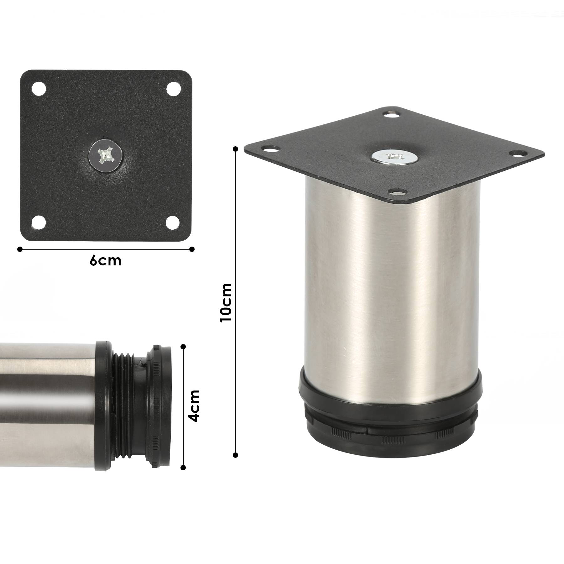 4er Set Möbelfüße Tischbein Set Sofafüße Möbelbeine Bettstützen Sofafüße Schrankfuß Möbelbeine Edelstahl 100mm