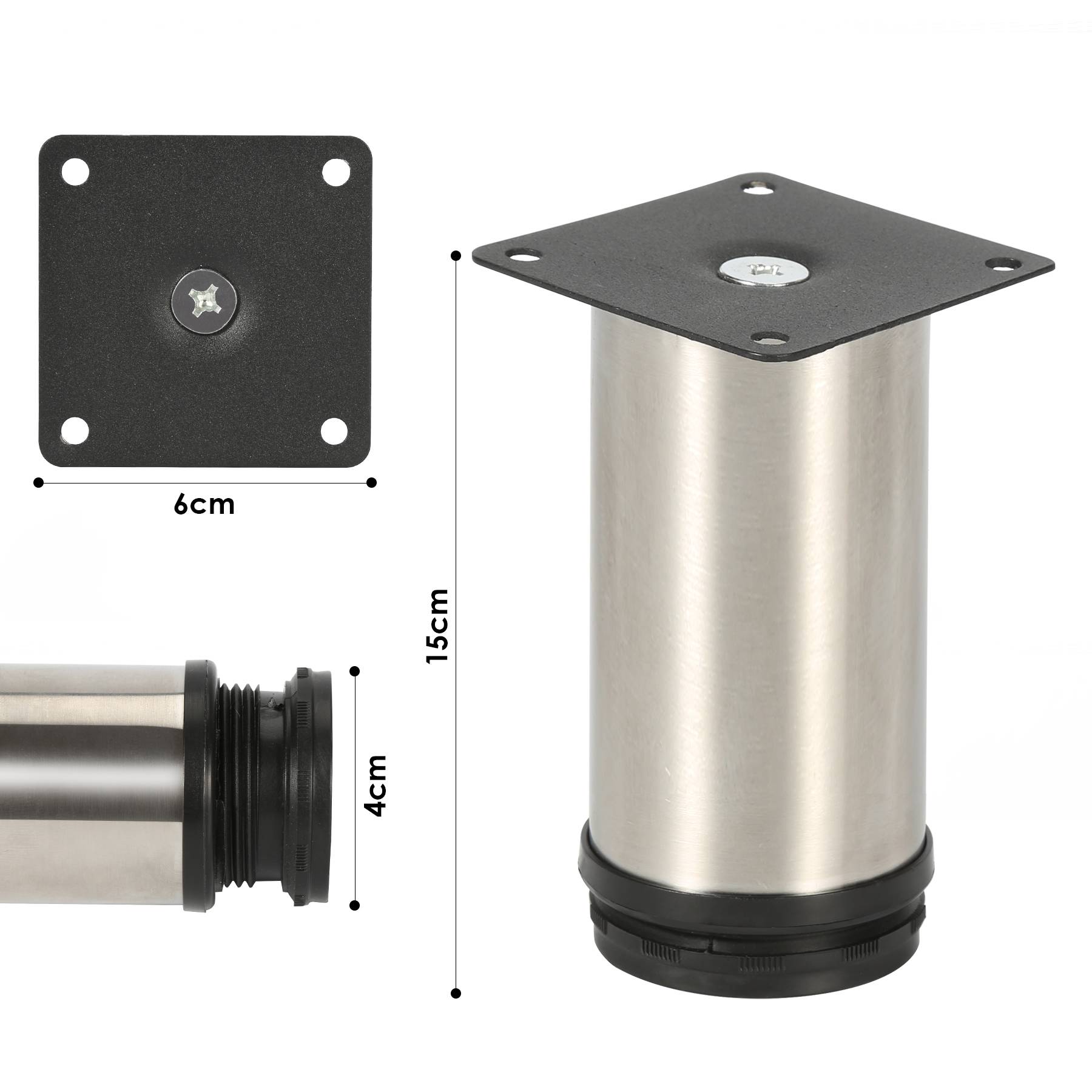 4er Set Möbelfüße Tischbein Set Sofafüße Möbelbeine Bettstützen Sofafüße Schrankfuß Möbelbeine Edelstahl 150mm