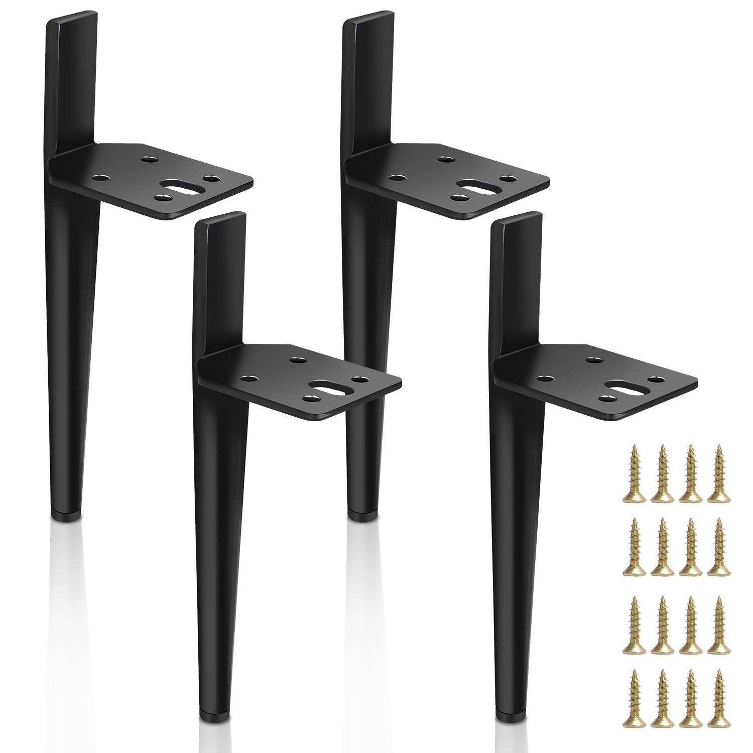 4er Set Möbelfüße Tischbeine Sockelfuß Tischfuß Möbel Metall Schwarz，Höhe:130 mm
