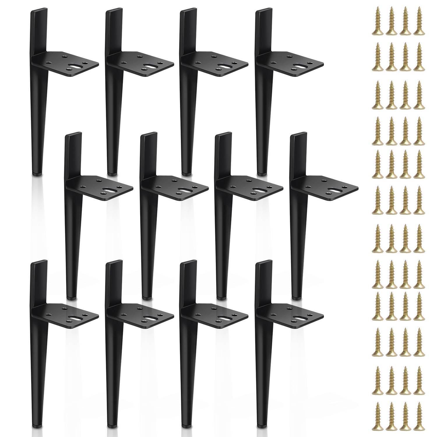 12er Set Möbelfüße Tischbein Set Sofafüße Möbelbeine Bettstützen Sofafüße Schrankfuß Möbelbeine Metall Füße Schwarz 20cm