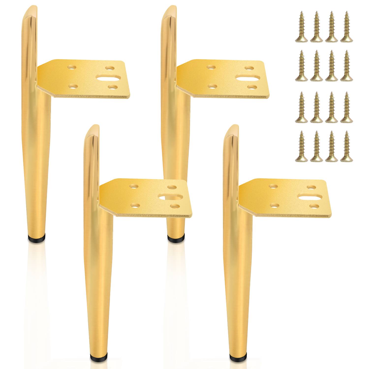 4er Set Möbelfüße Tischbeine Sockelfuß Tischfuß Möbel Metall Gold，Höhe:130 mm