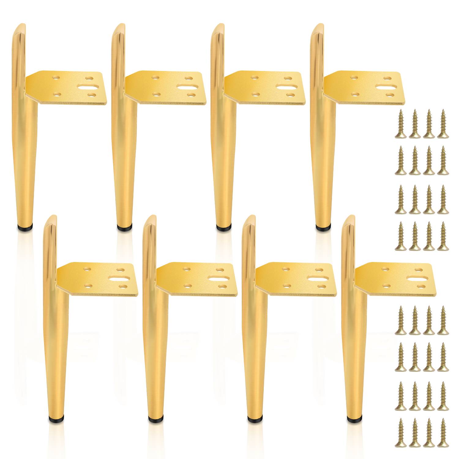 8er Set Möbelfüße Tischbeine Sockelfuß Tischfuß Möbel Metall Gold，Höhe:150 mm