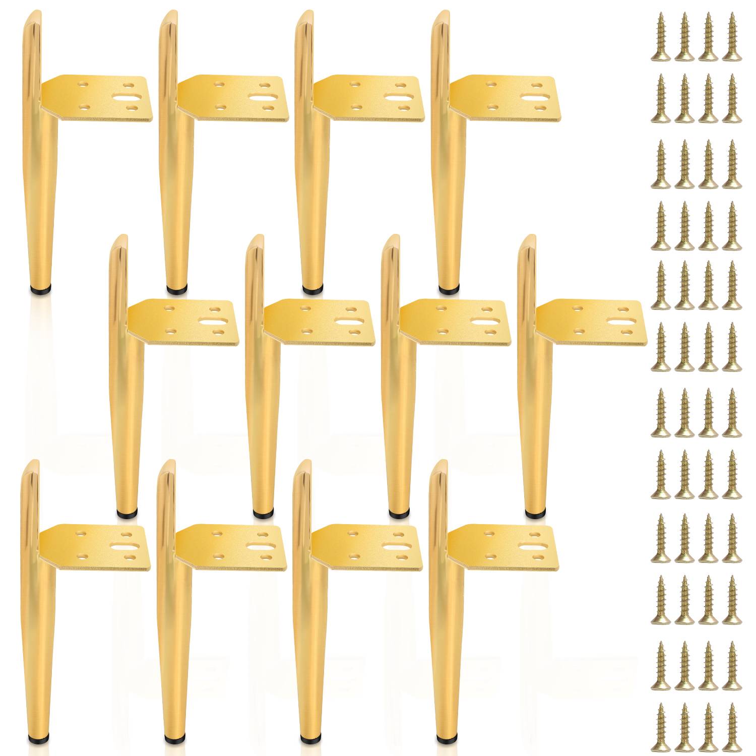 12er Set Möbelfüße Tischbeine Sockelfuß Tischfuß Möbel Metall Gold，Höhe:130 mm