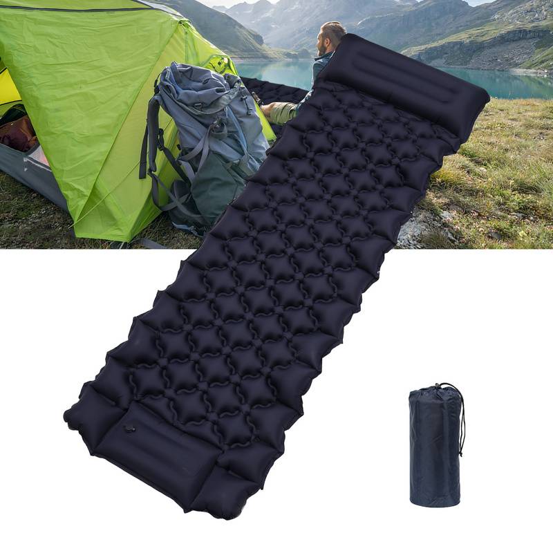 Isomatte, Isomatten Camping, Isomatte Outdoor, Dicke Ultraleicht Isomatte mit Kissen Selbstaufblare Schlafmatte, wasserdichte & Faltbare, Navy Blau