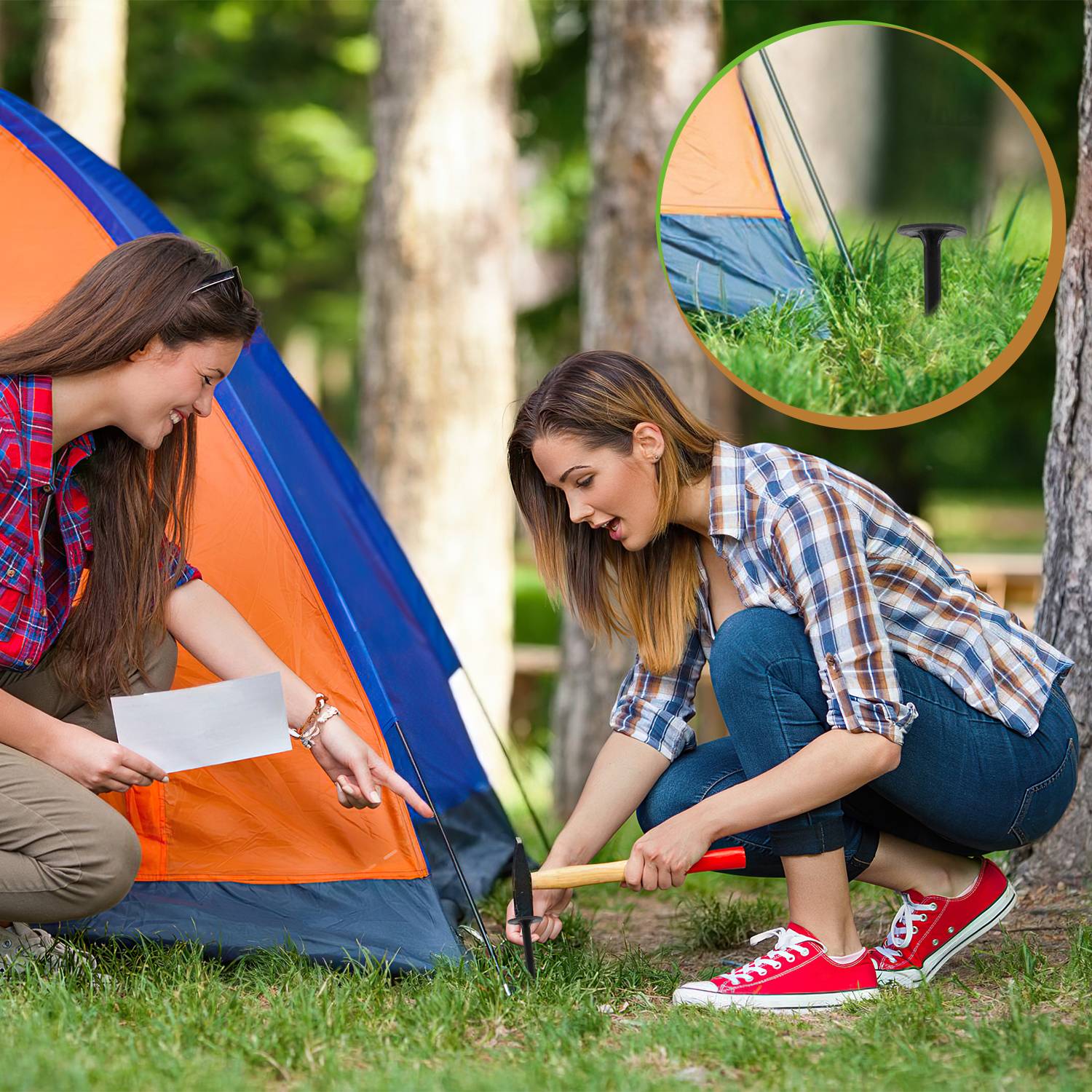 600x Erdanker, Länge: 16cm, Ø 5mm, Nagelkopfdurchmesse Ø 3,5 cm, Zeltheringe, Heringe, Befestigungsanker für Gartenvlies Unkrautvlies, Plastik