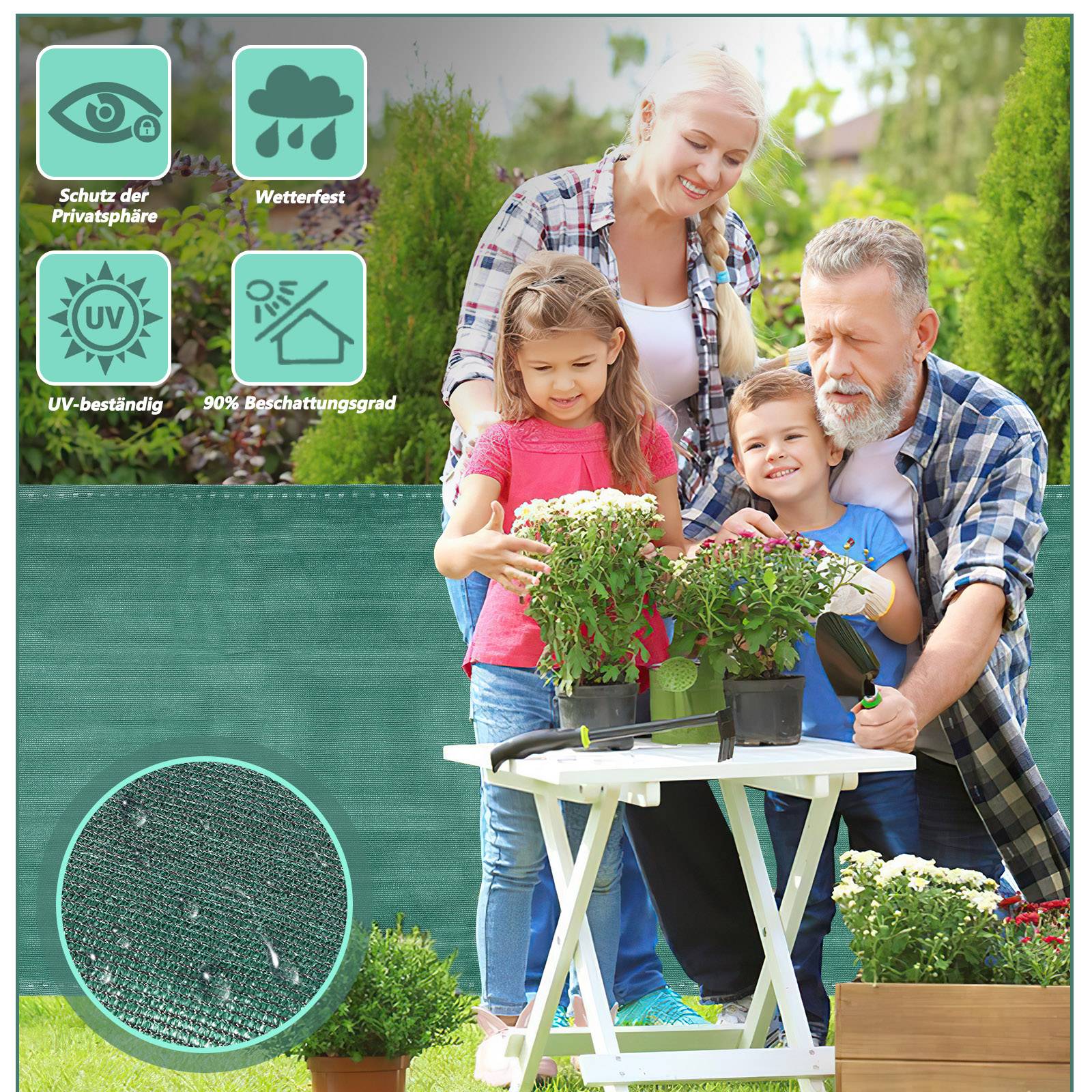 1,2x20m Zaunblende Sichtschutz, 150g/m² HDPE, Tennissichtschutz, Grün, Sonnenschutz, Windschutz, mit Kabelbindern