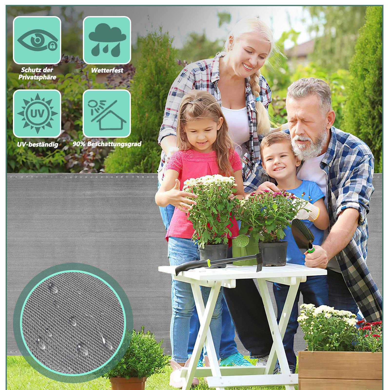 1,0x10m Zaunblende Sichtschutz, 150g/m² HDPE, Tennissichtschutz, Anthrazit, Sonnenschutz, Windschutz, mit Kabelbindern